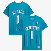 Men's Mitchell & Ness Muggsy Bogues Teal Charlotte Hornets Hardwood Classics Name Number Player T-Shirt