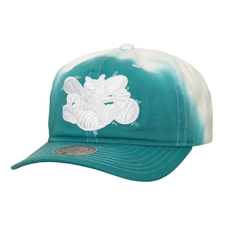 Men's Mitchell & Ness Teal/White Charlotte Hornets Dip Dye Pro Crown Adjustable Hat