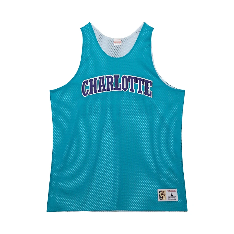 Maillot d'entraînement réversible en maille Hardwood Classics pour homme Mitchell & Ness Teal/White Charlotte Hornets