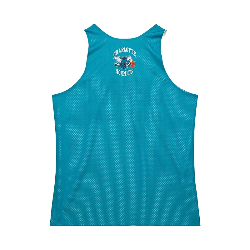 Maillot d'entraînement réversible en maille Hardwood Classics pour homme Mitchell & Ness Teal/White Charlotte Hornets