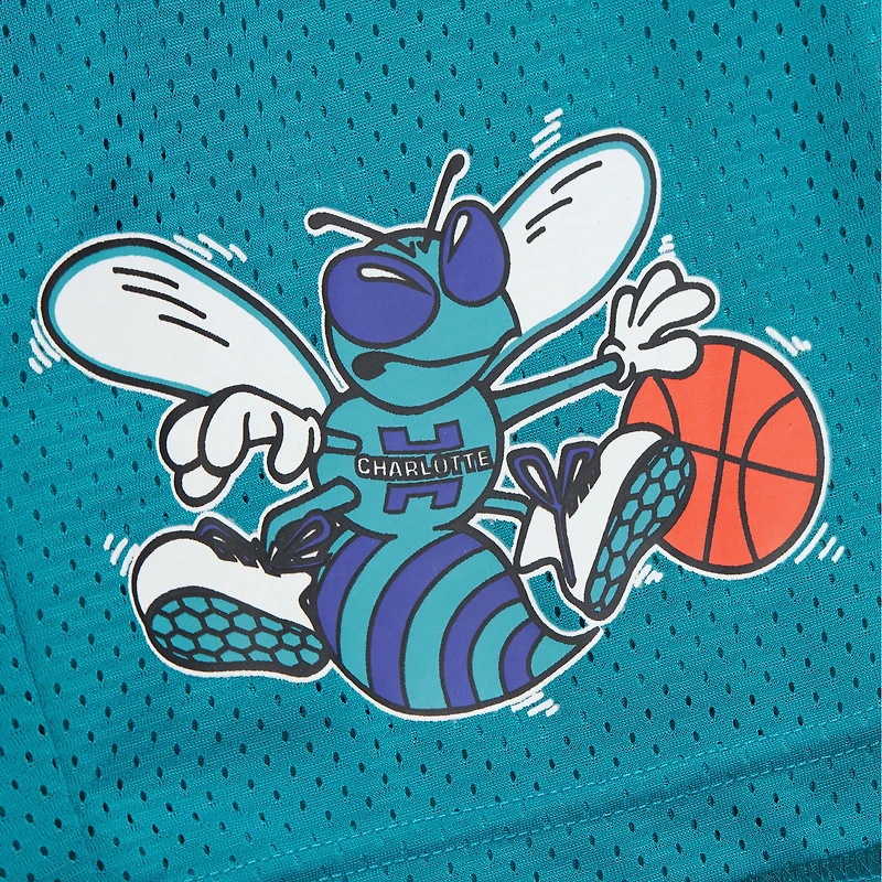 Short en maille Hardwood Classics Gameday de Mitchell & Ness pour homme, bleu sarcelle, Charlotte Hornets