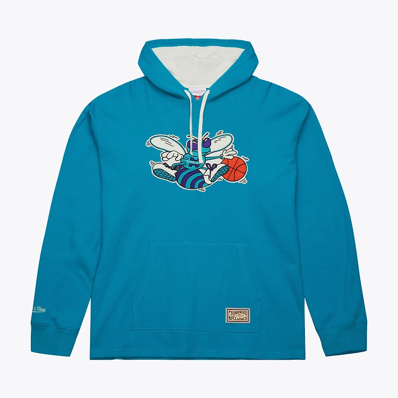 Sweat à capuche thermique léger pour homme Mitchell & Ness Teal Charlotte Hornets Hardwood Classics