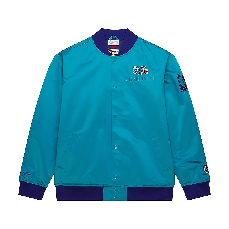 Veste à boutons-pression en satin léger Hardwood Classics Team OG 3.0 de Mitchell & Ness pour homme, bleu sarcelle Charlotte Hornets