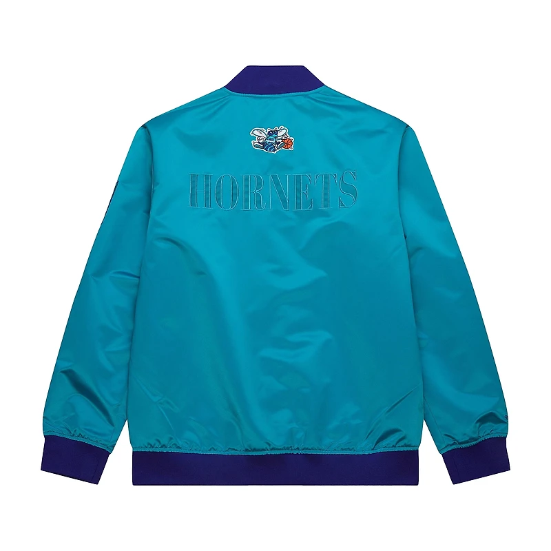 Veste à boutons-pression en satin léger Hardwood Classics Team OG 3.0 de Mitchell & Ness pour homme, bleu sarcelle Charlotte Hornets