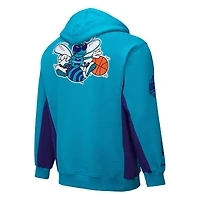 Sweat à capuche en polaire pour homme Mitchell & Ness Teal Charlotte Hornets Hardwood Classics Team Origins