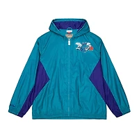 Men's Mitchell & Ness Teal Charlotte Hornets Playmaker Full-Zip Hooded Windbreaker Jacket