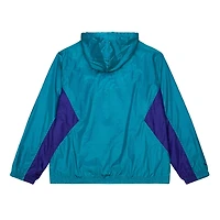 Men's Mitchell & Ness Teal Charlotte Hornets Playmaker Full-Zip Hooded Windbreaker Jacket