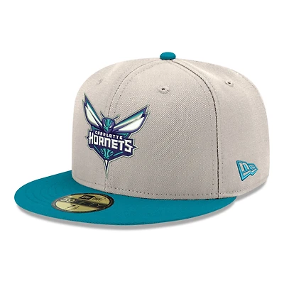 Men's New Era  Beige/Teal Charlotte Hornets Chrome 59FIFTY Fitted Hat
