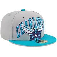 Men's New Era Gray/Teal Charlotte Hornets Tip-Off Two-Tone 59FIFTY Fitted Hat