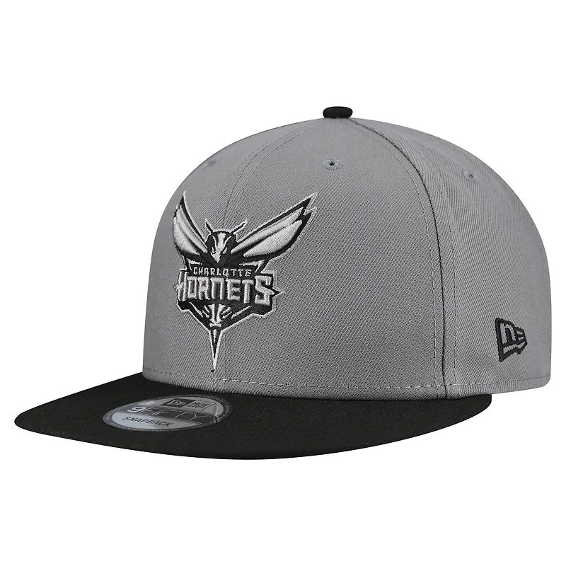 Men's New Era  Gray Charlotte Hornets Core Logo Storm Gray Two-Tone 9FIFTY Snapback Hat