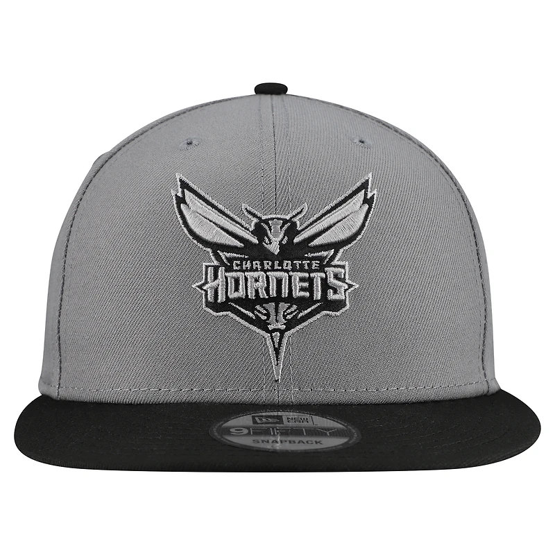Men's New Era  Gray Charlotte Hornets Core Logo Storm Gray Two-Tone 9FIFTY Snapback Hat