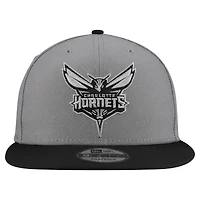 Men's New Era  Gray Charlotte Hornets Core Logo Storm Gray Two-Tone 9FIFTY Snapback Hat