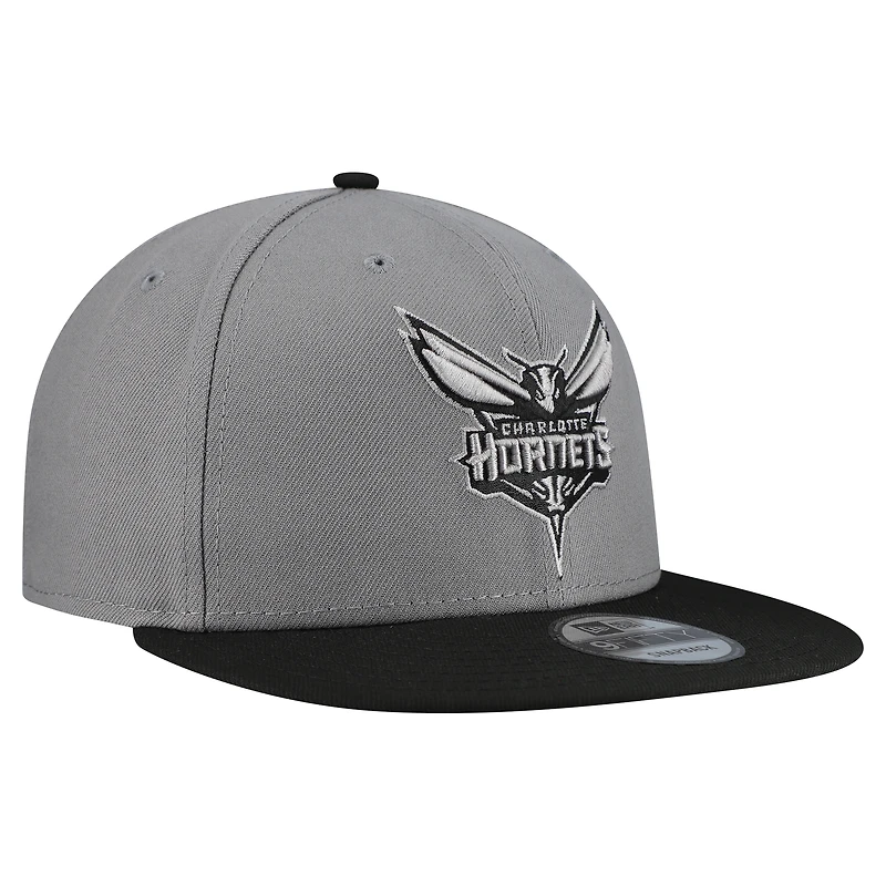 Men's New Era  Gray Charlotte Hornets Core Logo Storm Gray Two-Tone 9FIFTY Snapback Hat
