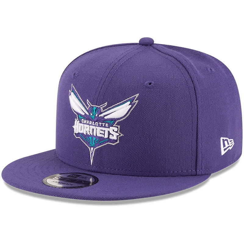 Casquette Snapback 9FIFTY violette de l'équipe officielle des Charlotte Hornets New Era pour hommes