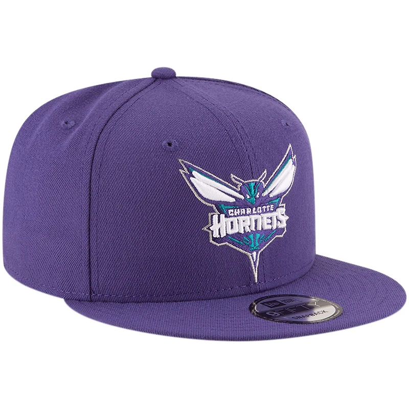 Casquette Snapback 9FIFTY violette de l'équipe officielle des Charlotte Hornets New Era pour hommes