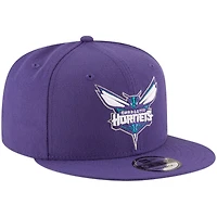 Casquette Snapback 9FIFTY violette de l'équipe officielle des Charlotte Hornets New Era pour hommes