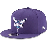 Casquette Snapback 9FIFTY violette de l'équipe officielle des Charlotte Hornets New Era pour hommes