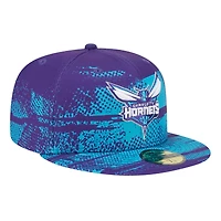 Men's New Era Purple Charlotte Hornets Tip-Off 59FIFTY Fitted Hat