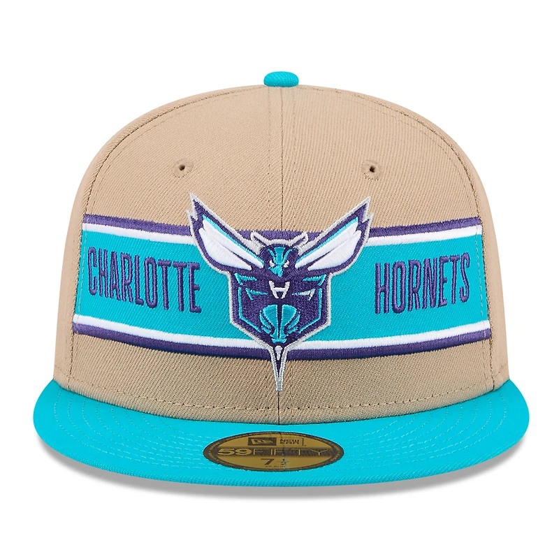 Men's New Era Tan/Teal Charlotte Hornets 2024 NBA Draft 59FIFTY Fitted Hat