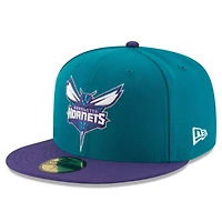Casquette ajustée 59FIFTY 2 tons sarcelle/violet Charlotte Hornets pour homme New Era