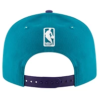 Casquette Snapback 9FIFTY Charlotte Hornets New Era pour hommes, bleu sarcelle/violet, couleur officielle de l'équipe, 2 tons