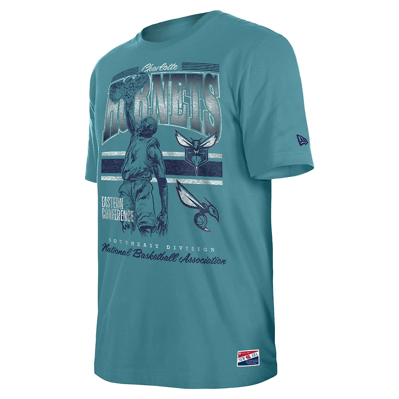 Men's New Era Teal Charlotte Hornets Enzyme Wash Oversized T-Shirt