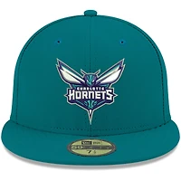 Casquette ajustée 59FIFTY aux couleurs officielles de l'équipe Charlotte Hornets New Era pour homme, bleu sarcelle