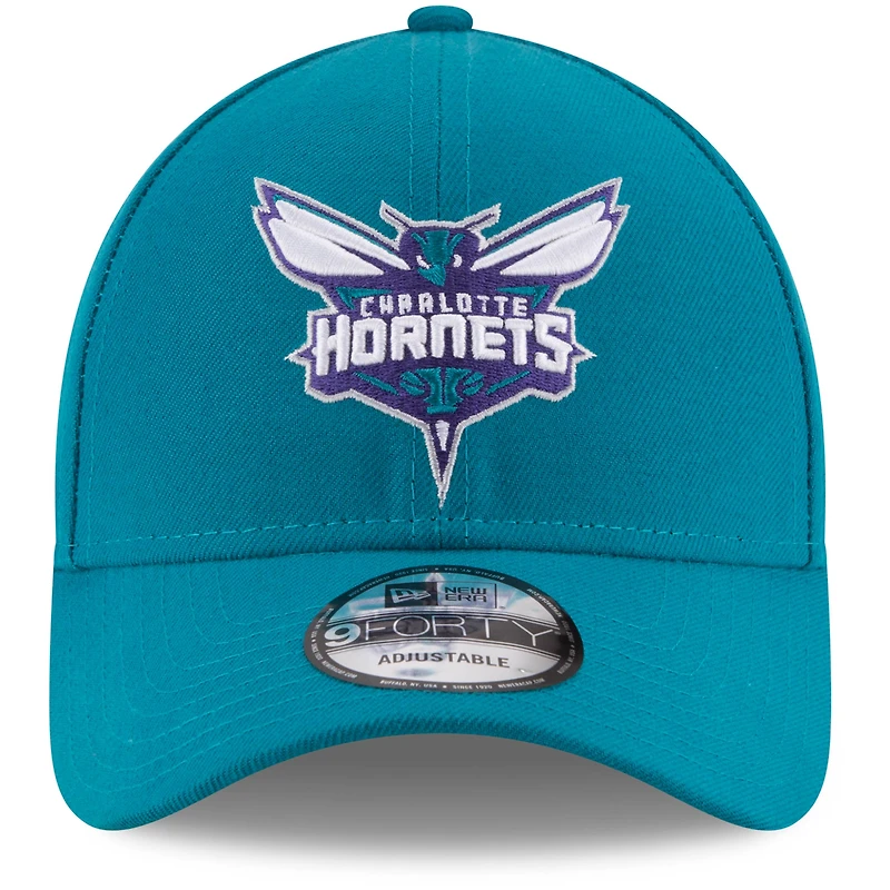 Casquette ajustable 9FORTY aux couleurs officielles de l'équipe New Era Charlotte Hornets bleu sarcelle pour homme