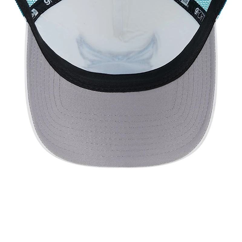 Men's New Era White/Teal Charlotte Hornets Court Sport Foam A-Frame 9FORTY Adjustable Trucker Hat