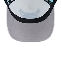 Men's New Era White/Teal Charlotte Hornets Court Sport Foam A-Frame 9FORTY Adjustable Trucker Hat