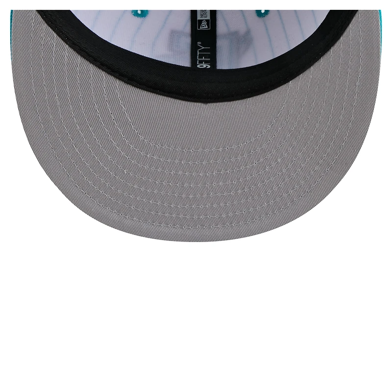 Casquette snapback 9FIFTY blanche à rayures fines Deceptor des Charlotte Hornets de New Era pour homme