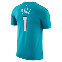 T-shirt avec nom et numéro Nike LaMelo Ball pour homme, bleu sarcelle, Charlotte Hornets Icon 2022/23