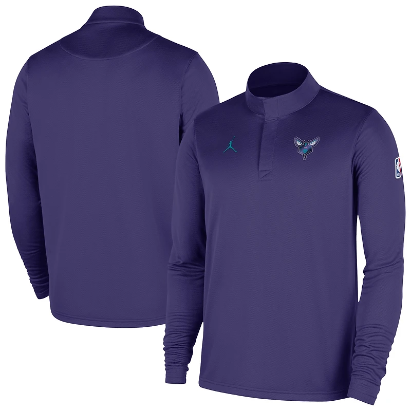 Haut Nike violet Charlotte Hornets 2025/26 Authentic Coaches Dri-Fit à quart de zip pour homme