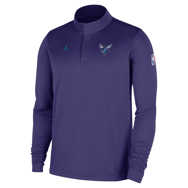 Haut Nike violet Charlotte Hornets 2025/26 Authentic Coaches Dri-Fit à quart de zip pour homme