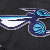 Men's Pro Standard Black Charlotte Hornets Script Tail Full-Snap Satin Varsity Jacket