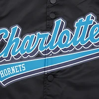 Men's Pro Standard Black Charlotte Hornets Script Tail Full-Snap Satin Varsity Jacket