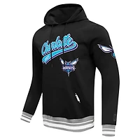 Sweat à capuche noir Pro Standard Charlotte Hornets Script Tail pour hommes