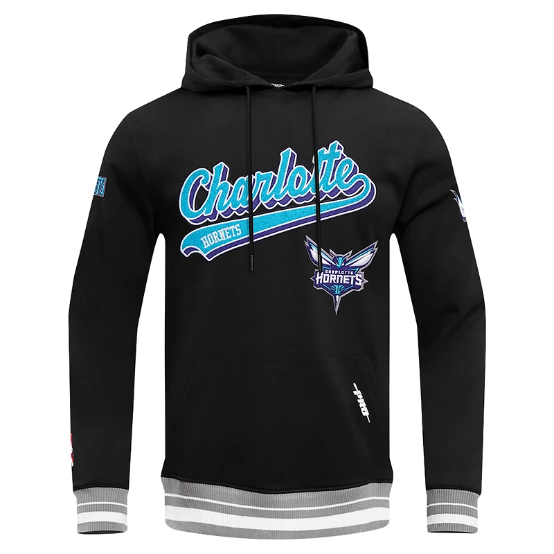 Sweat à capuche noir Pro Standard Charlotte Hornets Script Tail pour hommes
