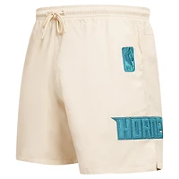 Men's Pro Standard Cream Charlotte Hornets Triple Tonal Woven Shorts