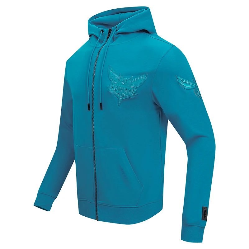 Veste à capuche fermeture éclair intégrale DK Triple Tonal Pro Standard Teal Charlotte Hornets pour hommes