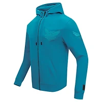 Veste à capuche fermeture éclair intégrale DK Triple Tonal Pro Standard Teal Charlotte Hornets pour hommes