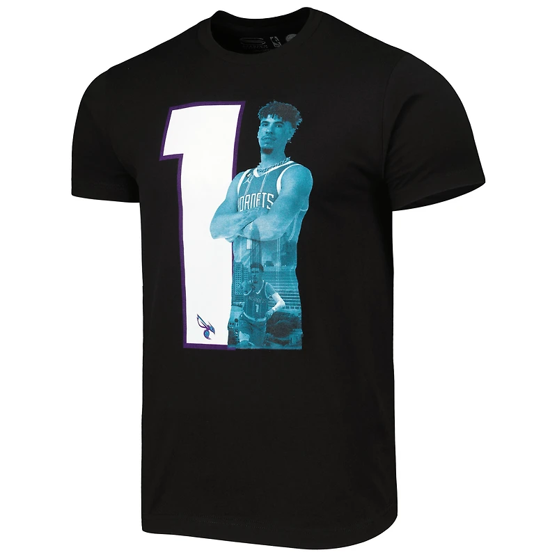 T-shirt pour homme Stadium Essentials LaMelo Ball Noir Charlotte Hornets Player Metro