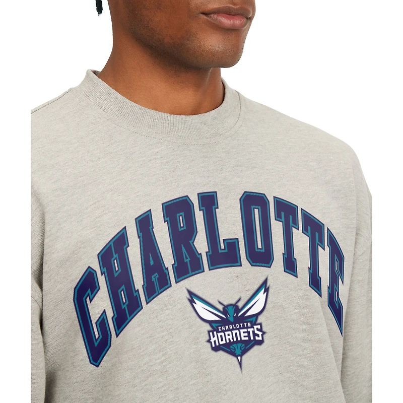 Men's Tommy Jeans Gray Charlotte Hornets James Patch Pullover Sweatshirt