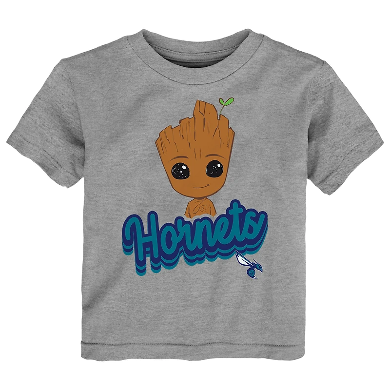 Ensemble t-shirt deux pièces pour tout-petits Charlotte Hornets Heather Gray Les Gardiens de la Galaxie