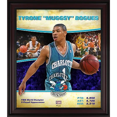 Tyrone "Muggsy" Bogues Charlotte Hornets Framed 15" x 17" Hardwood Classics Player Collage