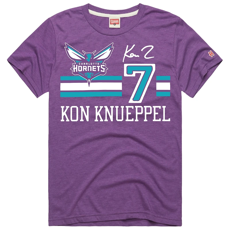Unisex Homage Kon Knueppel Purple Charlotte Hornets Jersey Remix Tri-Blend T-Shirt