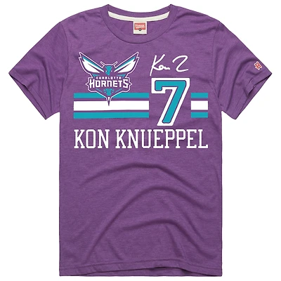 Unisex  Homage Kon Knueppel Purple Charlotte Hornets Jersey Remix Tri-Blend T-Shirt