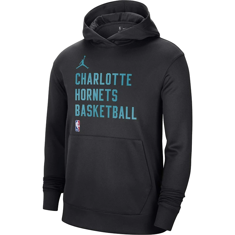 Unisex Jordan Brand Black Charlotte Hornets 2023/24 Performance Spotlight On-Court Practice Pullover Hoodie