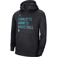 Unisex Jordan Brand Black Charlotte Hornets 2023/24 Performance Spotlight On-Court Practice Pullover Hoodie