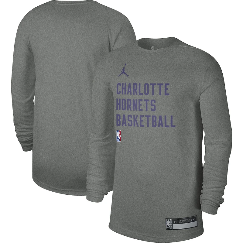 Unisex Jordan Brand Heather Gray Charlotte Hornets 2023/24 Legend On-Court Practice Long Sleeve T-Shirt